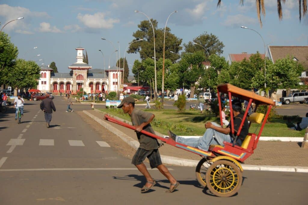 pousse-pousse, antsirabe, rickshaw, sykkel-taxi. 