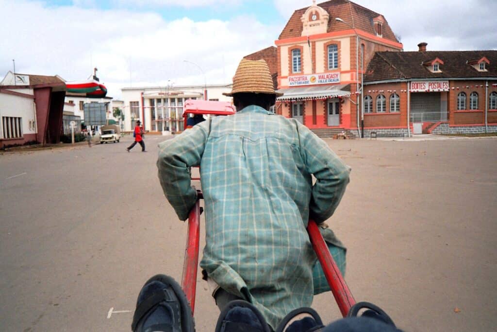 pousse-pousse, richshaw, sykkel-taxi, Antsirabe